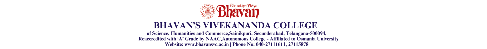 Bhavan's Vivekananda College Banner